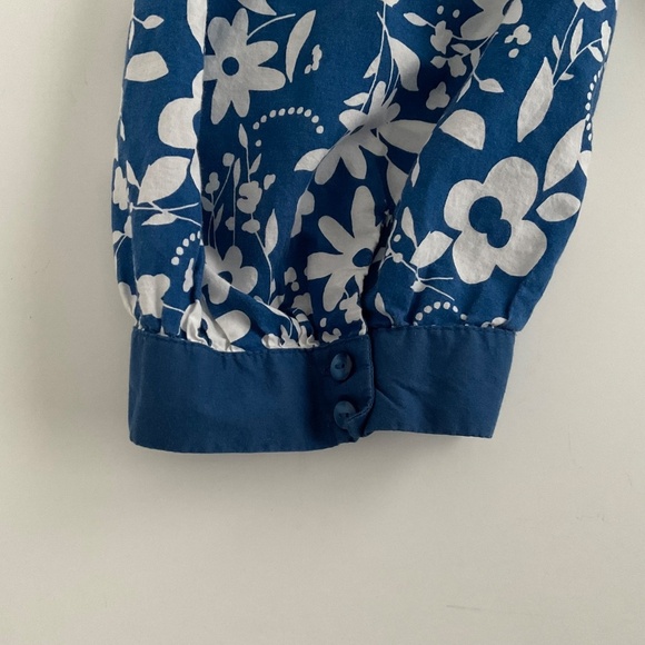 Faded Glory Top 2X Blue White Floral Blouse Mature Summer Retro Relaxed Y2K 90’ - Picture 8 of 11